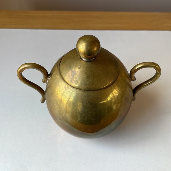 VTG Brass Coffee Pot, Creamer & Sugar Bowl - Picture 5 of 7